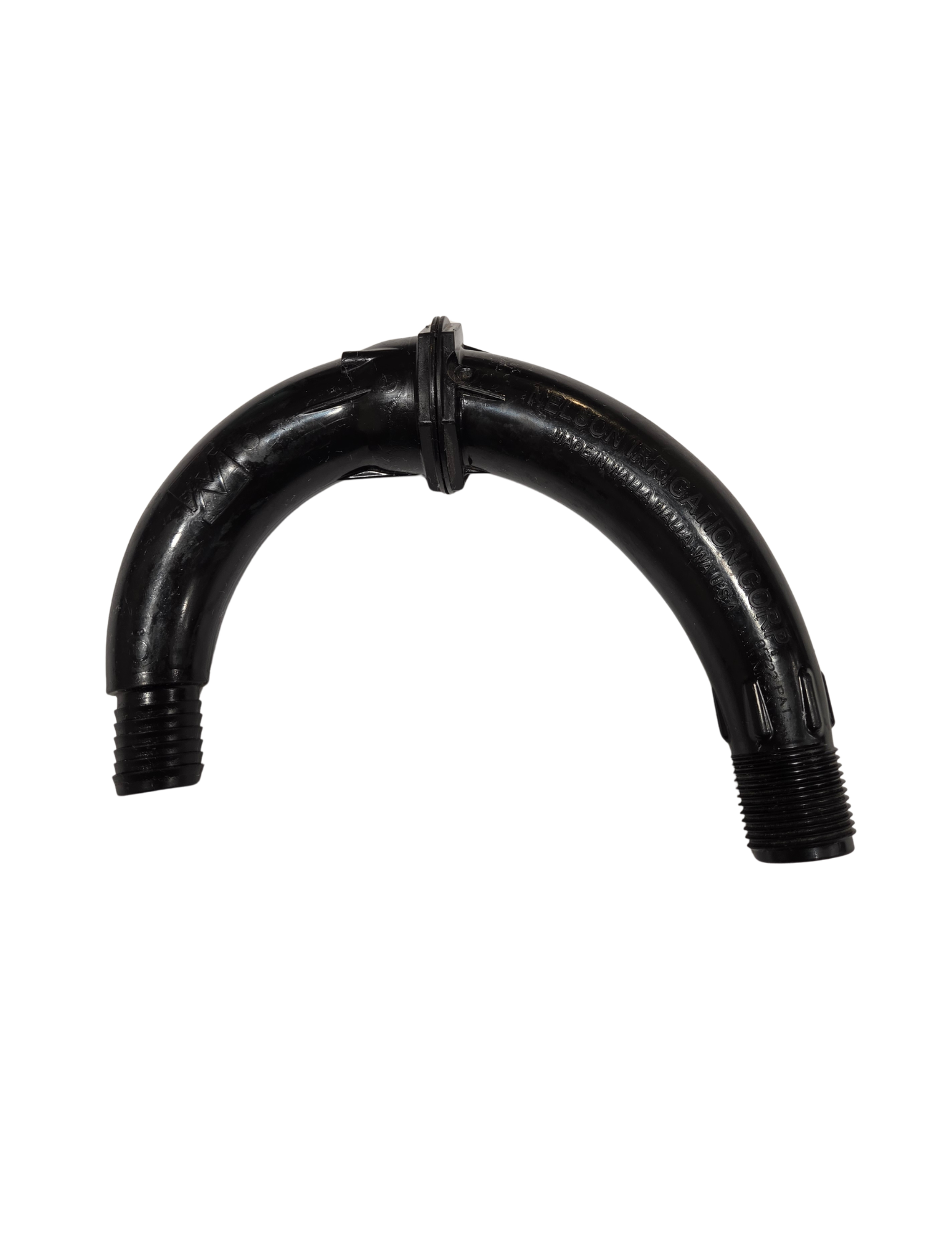 Nelson 180 degree plastic gooseneck with 3/4 inch MNPT inlet for center pivot irrigation